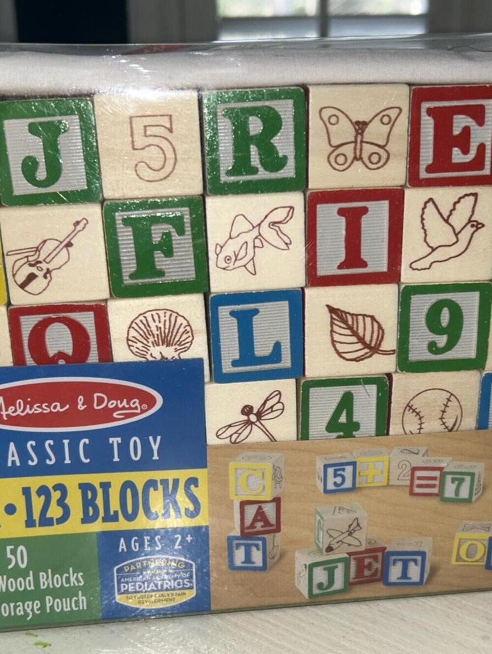 Melissa And Doug Classic ABC 123 1" Wood Blocks 50 Piece Set W\ Storage Pouch